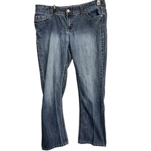 Maurices Boot Jeans Womens Junior 13 Long Blue Denim Distressed Hem Cotton Blend